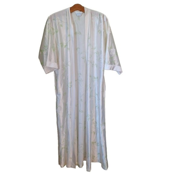 Vintage 70s/80s White Floral Full Length Robe - No Belt - Women Size Small - Picture 1 of 12